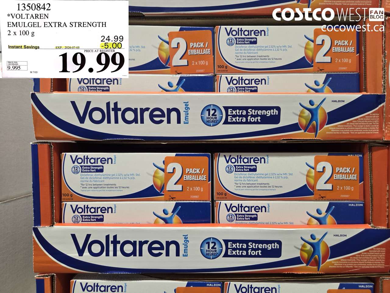1350842 VOLTAREN EMULGEL EXTRA STRENGTH 2 X 100 G ($5.00 INSTANT SAVINGS EXPIRES ON 2026-07-05) $19.99