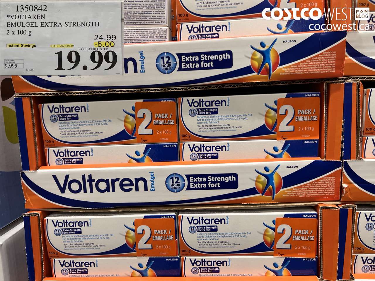 1350842 VOLTAREN EMULGEL EXTRA STRENGTH 2 X 100 G ($5.00 INSTANT SAVINGS EXPIRES ON 2026-07-05) $19.99