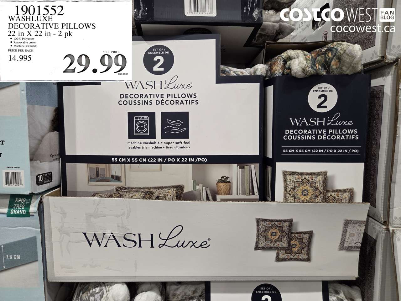 1901552 WASHLUXE DECORATIVE PILLOWS 22 IN X 22 IN - 2 PK $29.99