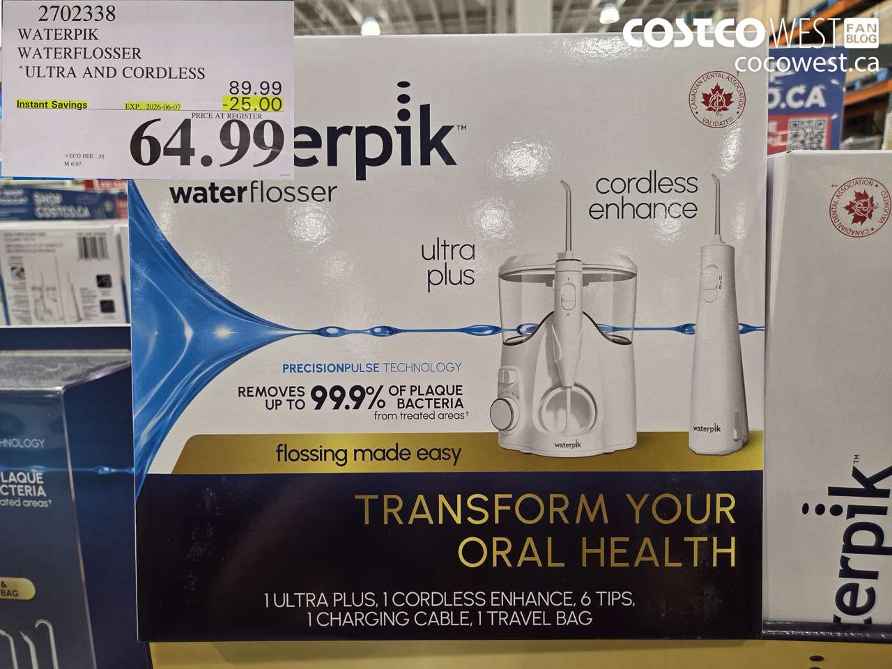 2702338 WATERPIK WATERFLOSSER ULTRA AND CORDLESS ($25.00 INSTANT SAVINGS EXPIRES ON 2026-06-07) $64.99