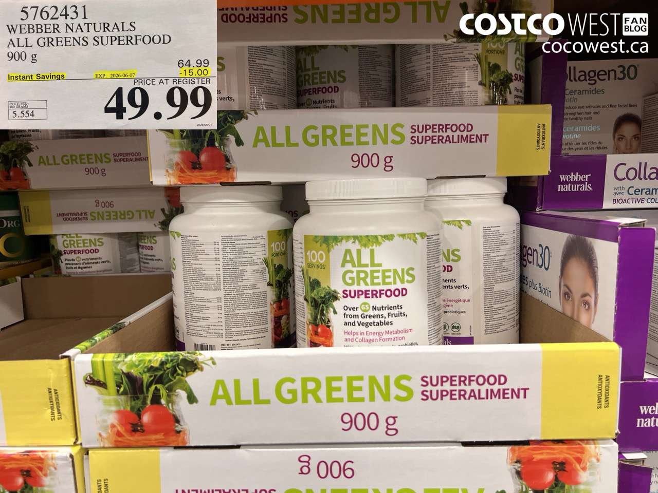 5762431 WEBBER NATURALS ALL GREENS SUPERFOOD 900 G ($15.00 INSTANT SAVINGS EXPIRES ON 2026-06-07) $49.99