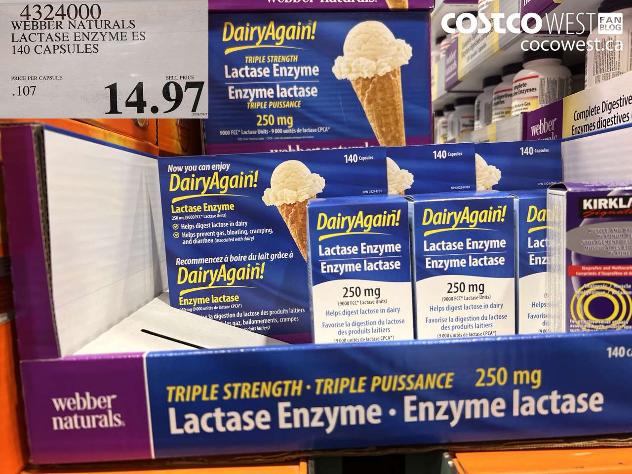 4324000 WEBBER NATURALS LACTASE ENZYME ES 140 CAPSULES $14.97