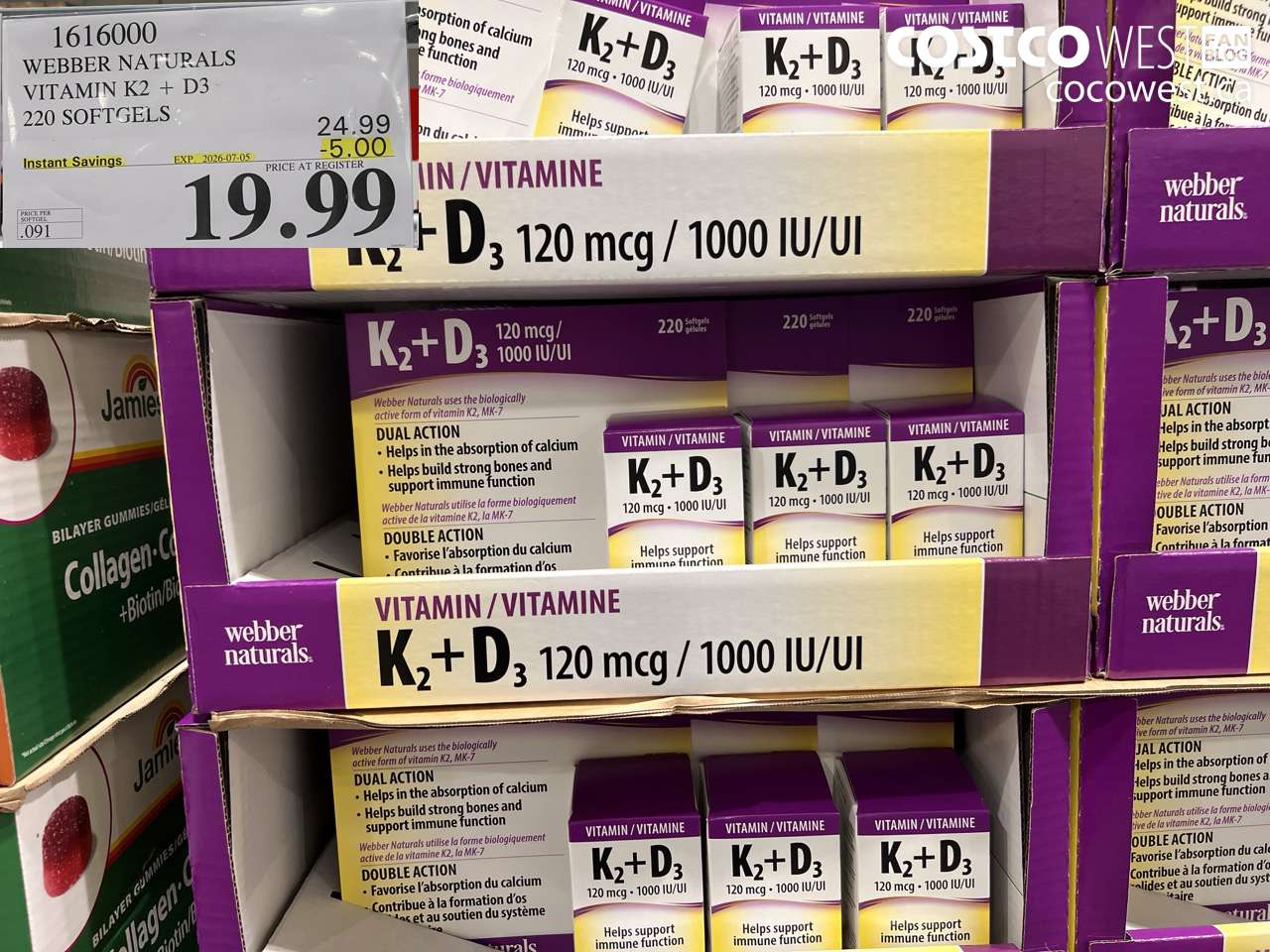 1616000 WEBBER NATURALS VITAMIN K2 + D3 220 SOFTGELS ($5.00 INSTANT SAVINGS EXPIRES ON 2026-07-05) $19.99