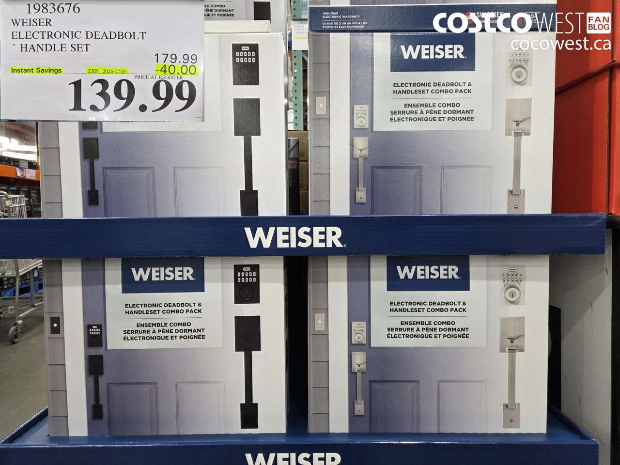 1983676 WEISER ELECTRONIC DEADBOLT HANDLE SET ($40.00 INSTANT SAVINGS EXPIRES ON 2026-07-05) $139.99