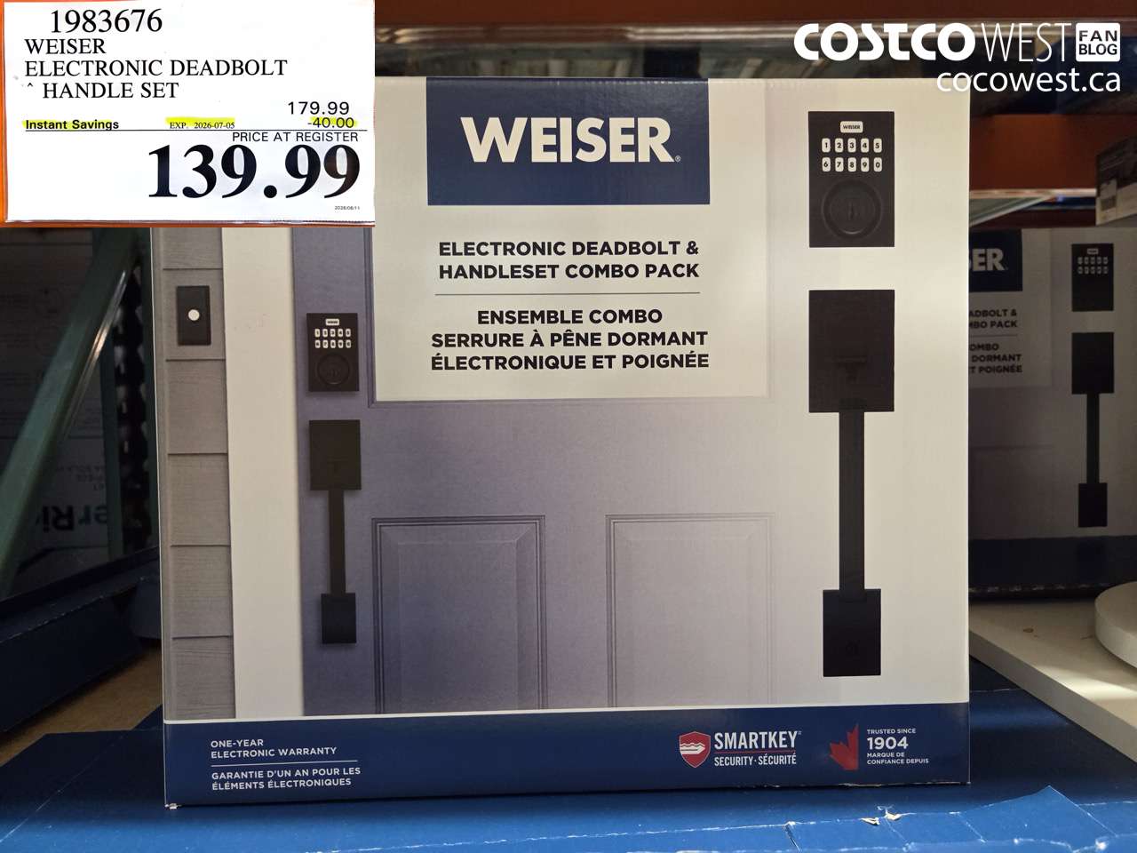 1983676 WEISER ELECTRONIC DEADBOLT HANDLE SET ($40.00 INSTANT SAVINGS EXPIRES ON 2026-07-05) $139.99