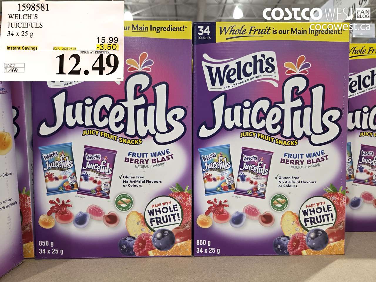 1598581 WELCH'S JUICEFULS 34 X 25 G ($3.50 INSTANT SAVINGS EXPIRES ON 2026-07-05) $12.49