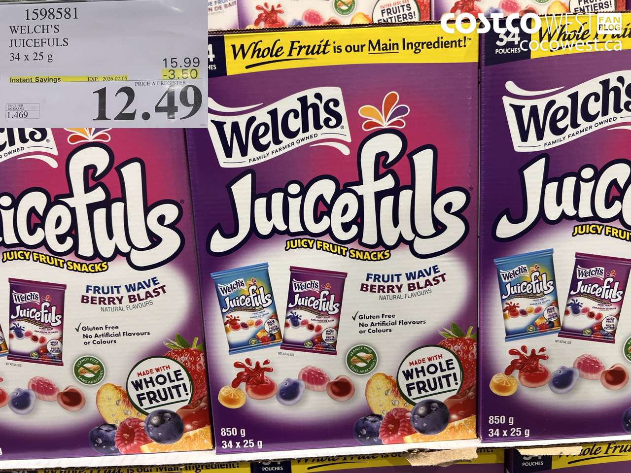 1598581 WELCH'S JUICEFULS 34 X 25 G ($3.50 INSTANT SAVINGS EXPIRES ON 2026-07-05) $12.49