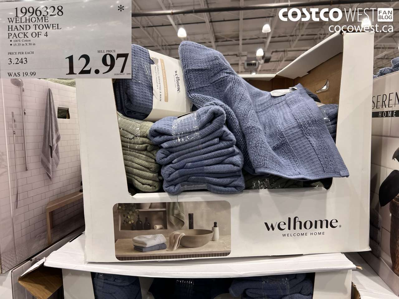 1996328 WELHOME HAND TOWEL PACK OF 4 $12.97