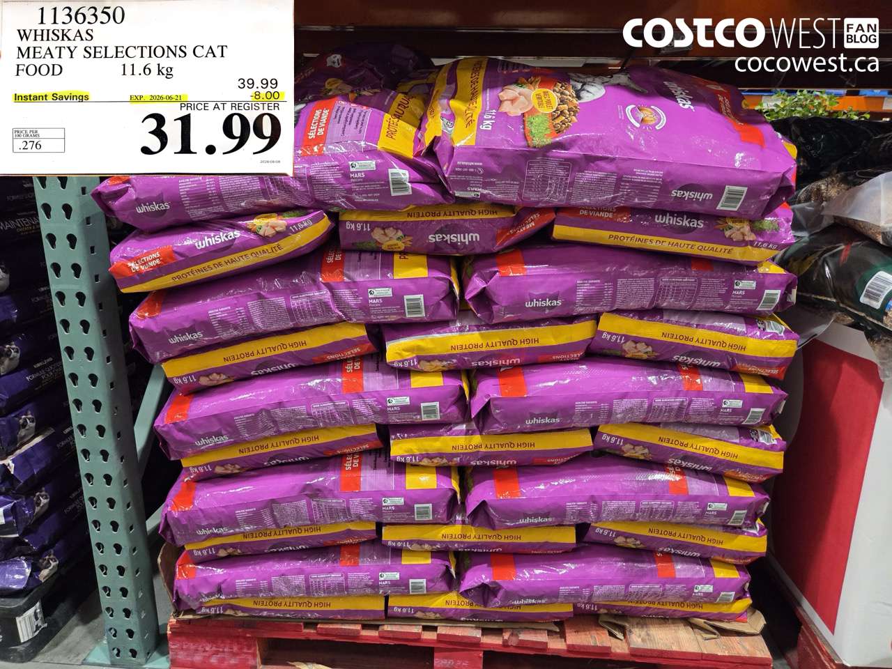 1136350 WHISKAS MEATY SELECTIONS CAT FOOD 11.6 KG ($8.00 INSTANT SAVINGS EXPIRES ON 2026-06-21) $31.99