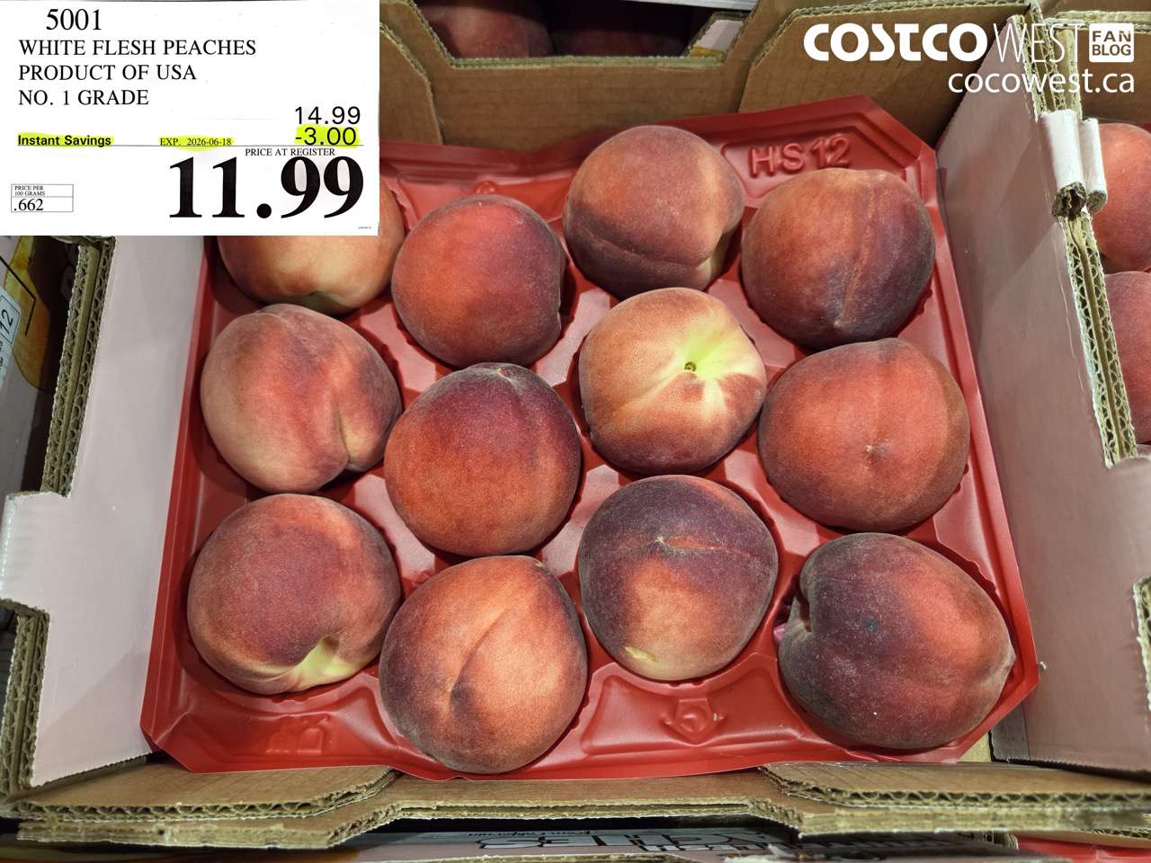 5001 WHITE FLESH PEACHES PRODUCT OF USA NO. 1 GRADE ($3.00 INSTANT SAVINGS EXPIRES ON 2026-06-18) $11.99