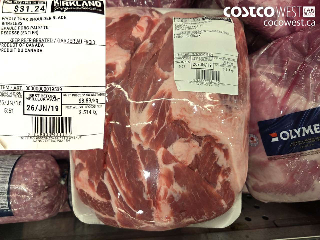 19539 WHOLE PORK SHOULDER BLADE BONELESS $8.89