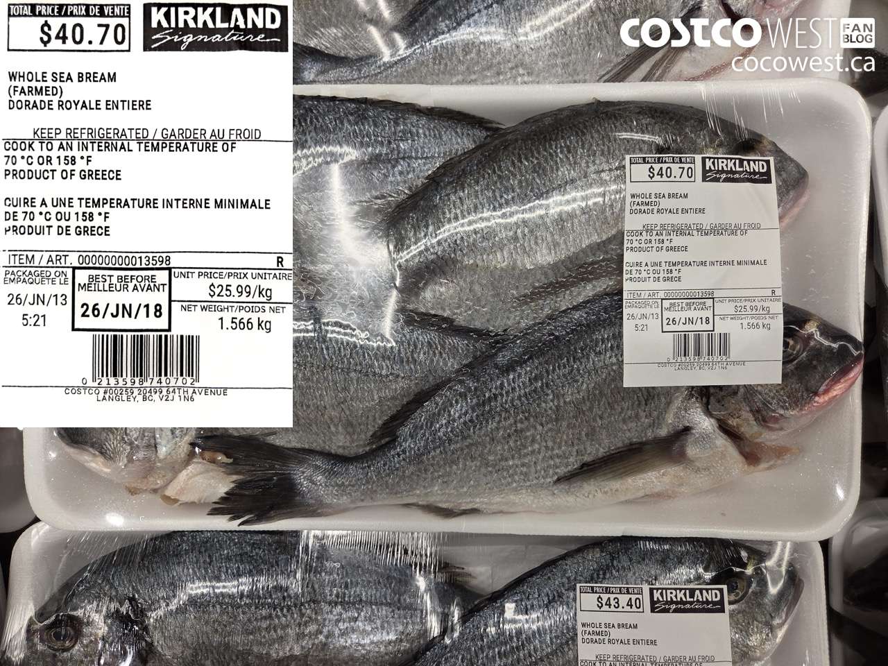 13598 WHOLE SEA BREAM (FARMED) $25.99