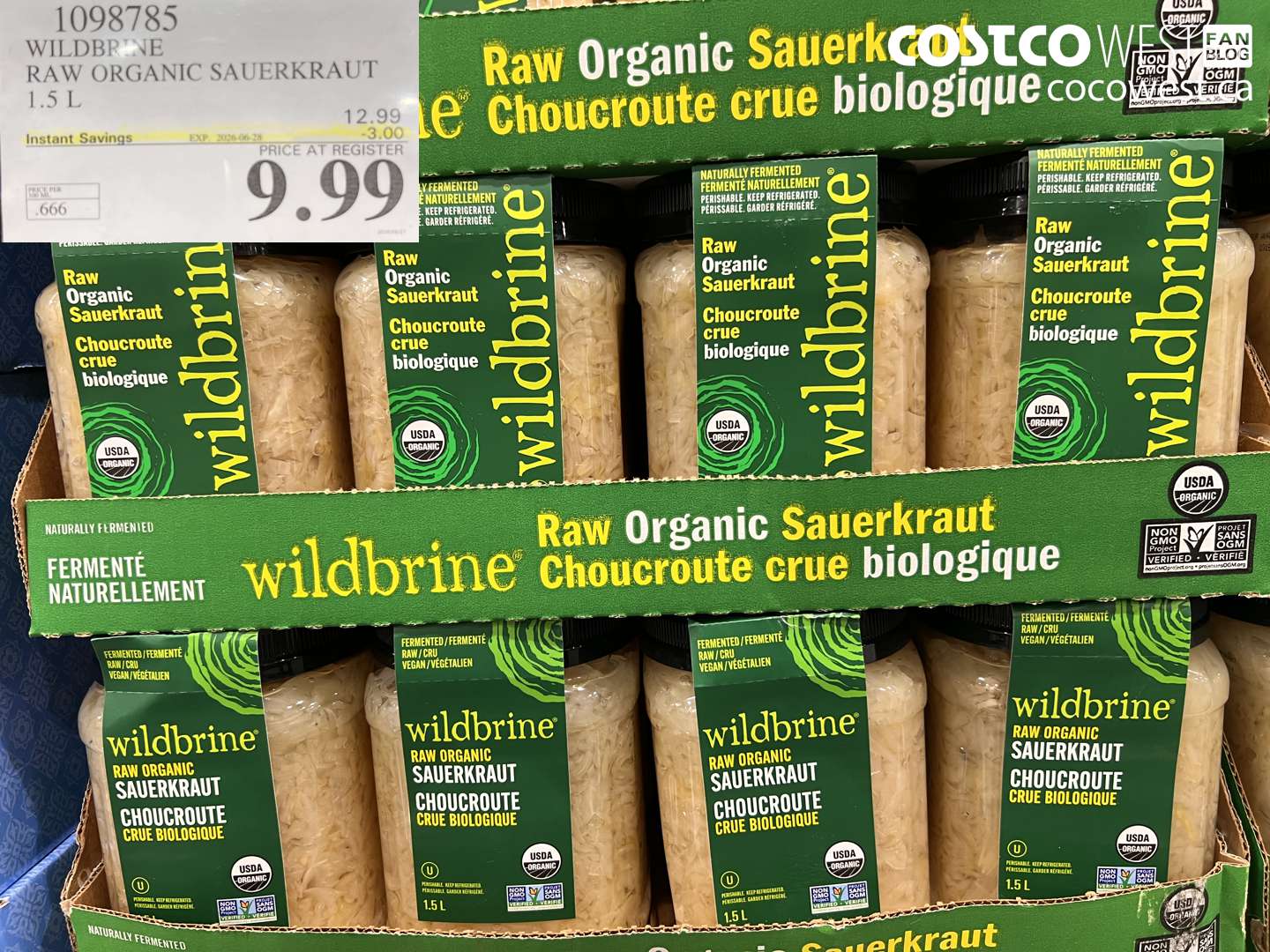 1098785 WILDBRINE RAW ORGANIC SAUERKRAUT 1.5 L ($3.00 INSTANT SAVINGS EXPIRES ON 2026-06-28) $9.99