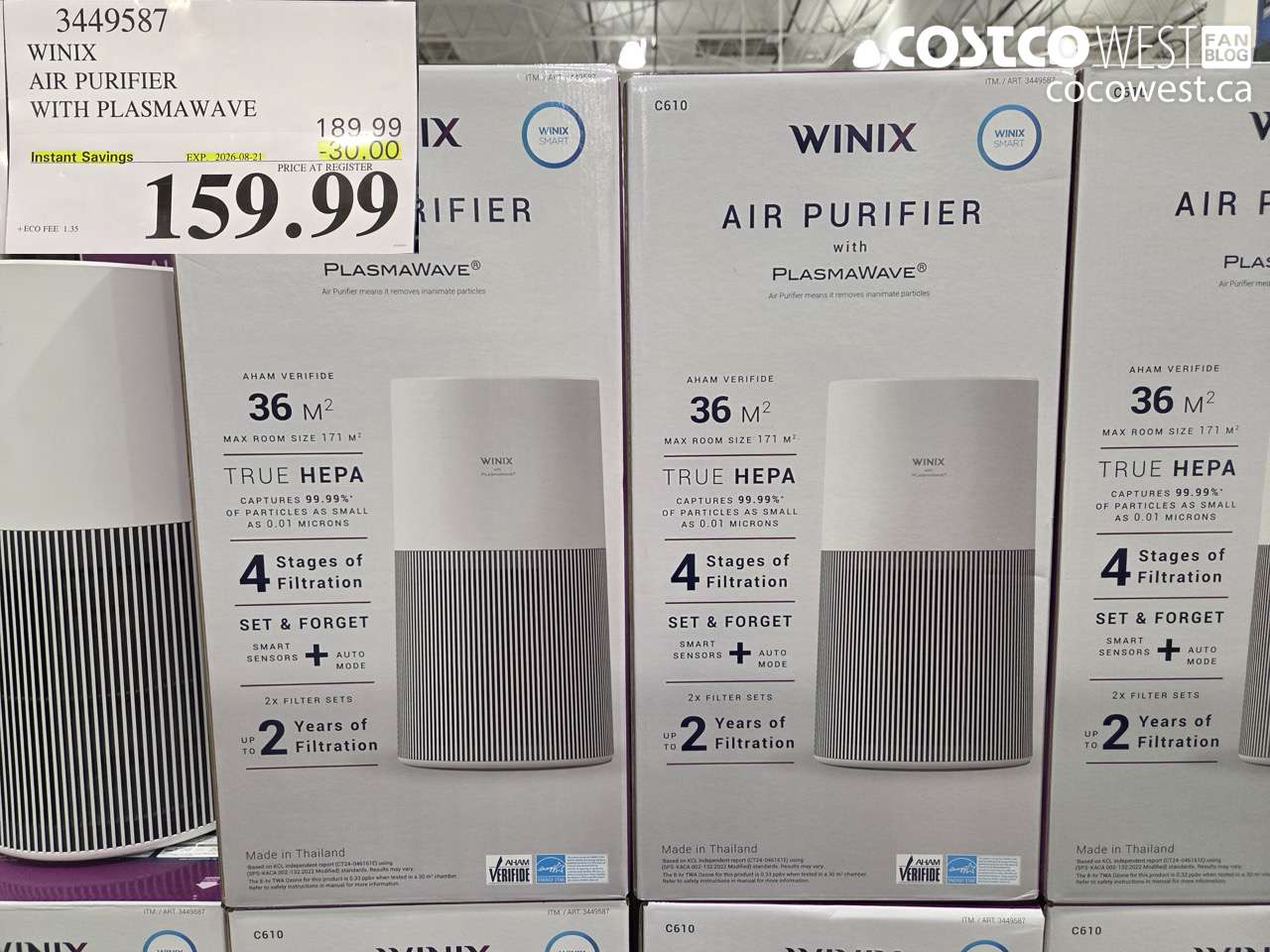 3449587 WINIX AIR PURIFIER WITH PLASMAWAVE ($30.00 INSTANT SAVINGS EXPIRES ON 2026-08-21) $159.99