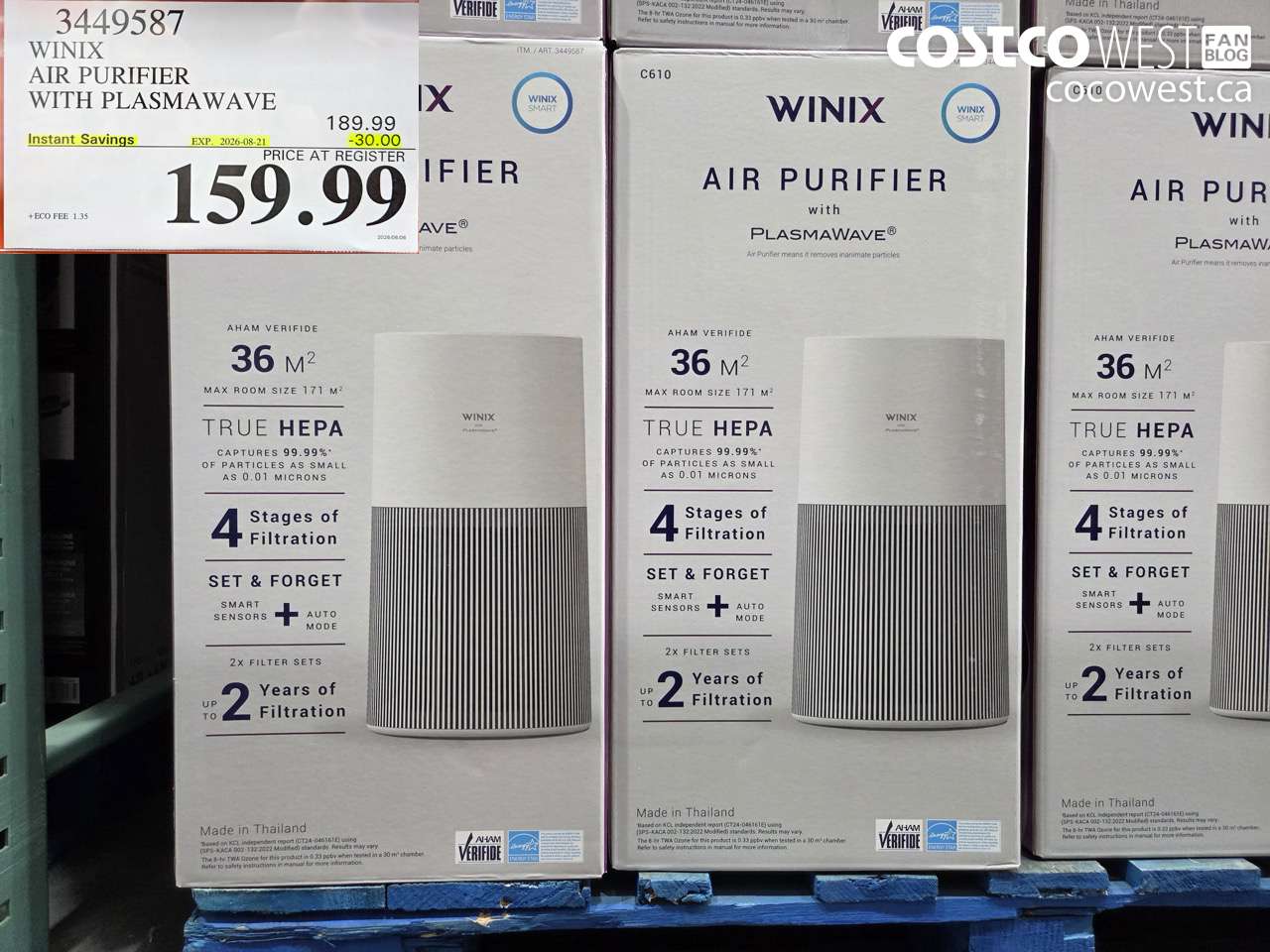 3449587 WINIX AIR PURIFIER WITH PLASMAWAVE ($30.00 INSTANT SAVINGS EXPIRES ON 2026-08-21) $159.99