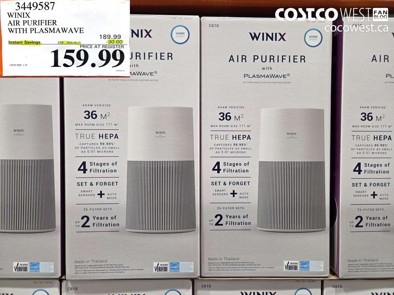3449587 WINIX AIR PURIFIER WITH PLASMAWAVE ($30.00 INSTANT SAVINGS EXPIRES ON 2026-08-21) $159.99