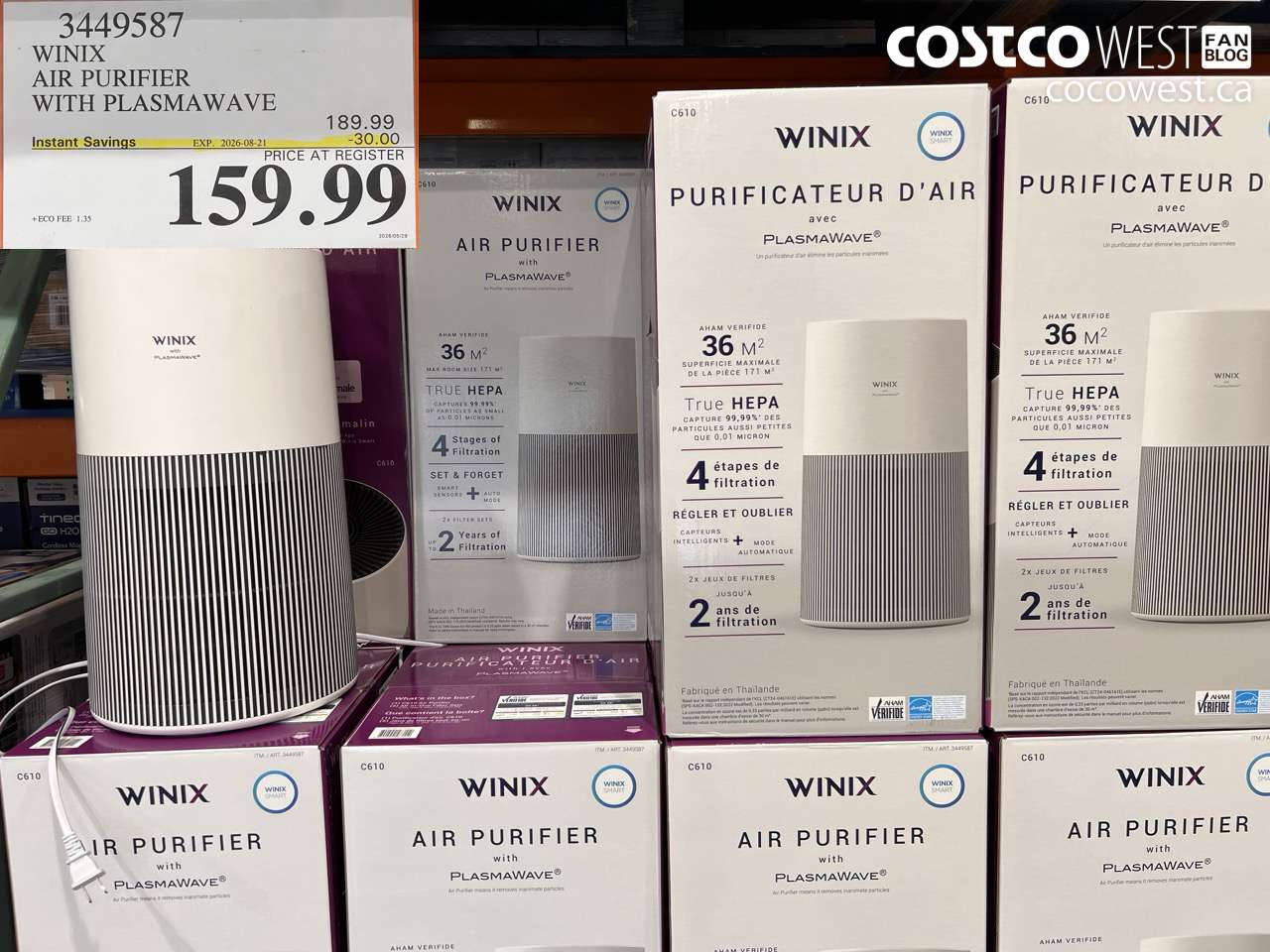 3449587 WINIX AIR PURIFIER WITH PLASMAWAVE ($30.00 INSTANT SAVINGS EXPIRES ON 2026-08-21) $159.99