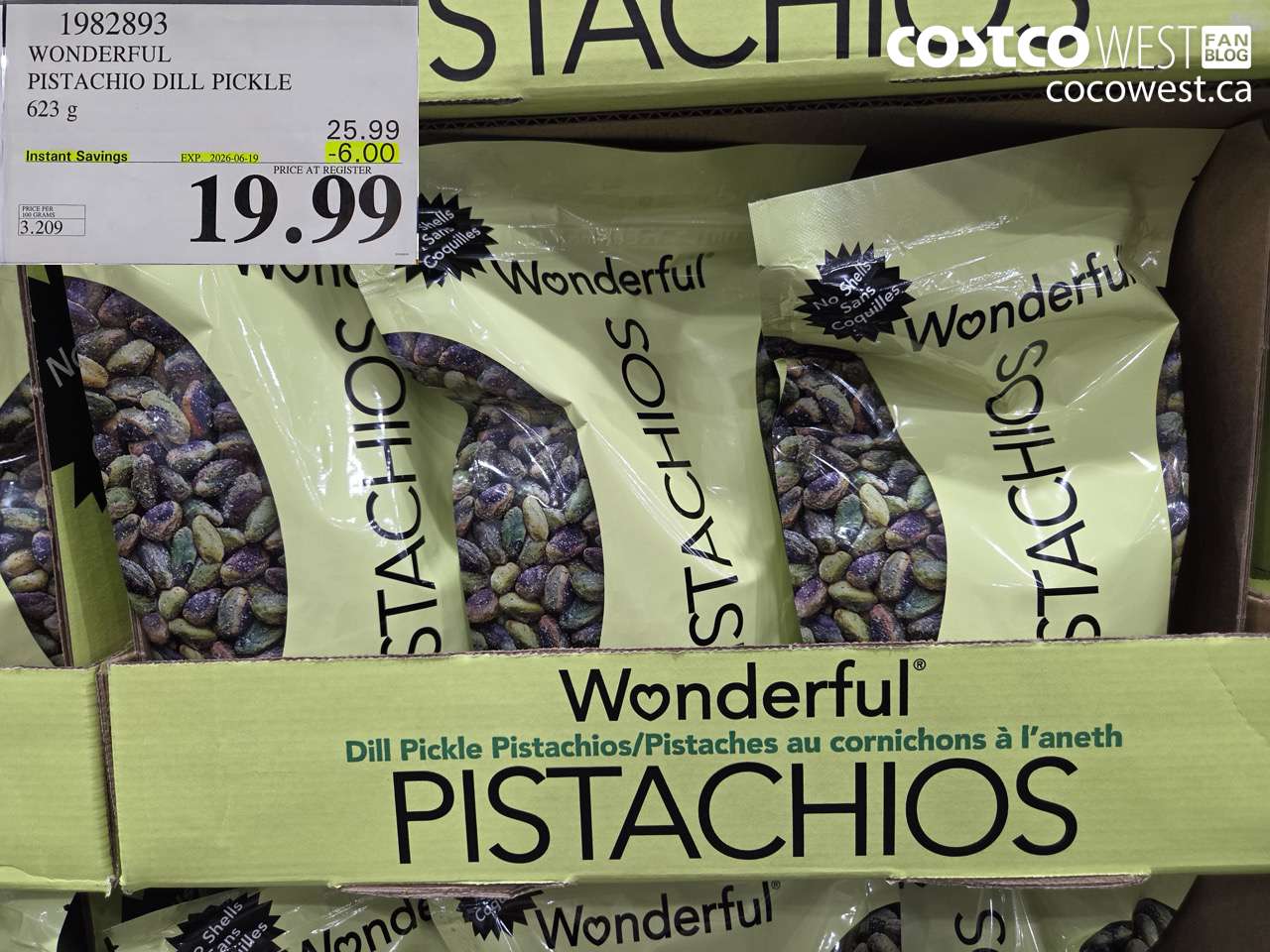 1982893 WONDERFUL PISTACHIO DILL PICKLE 623 G ($6.00 INSTANT SAVINGS EXPIRES ON 2026-06-19) $19.99