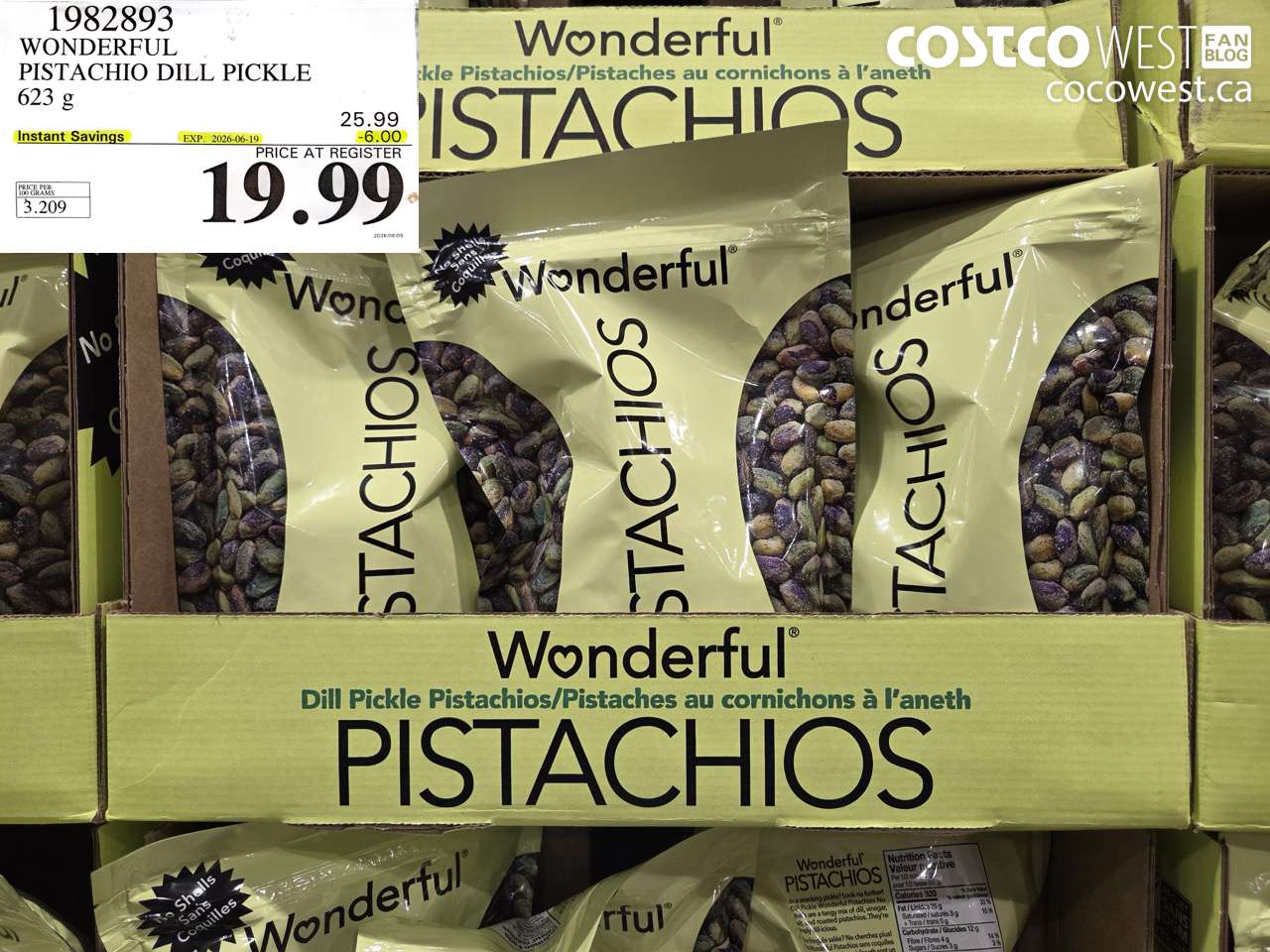 1982893 WONDERFUL PISTACHIO DILL PICKLE 623 G ($6.00 INSTANT SAVINGS EXPIRES ON 2026-06-19) $19.99