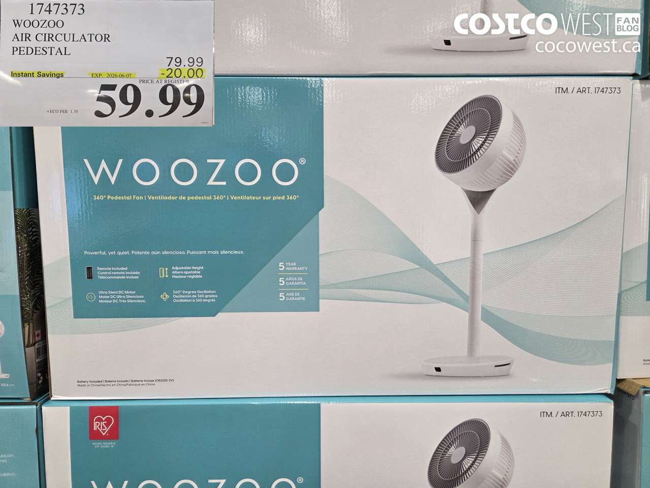 1747373 WOOZOO AIR CIRCULATOR PEDESTAL ($20.00 INSTANT SAVINGS EXPIRES ON 2026-06-07) $59.99