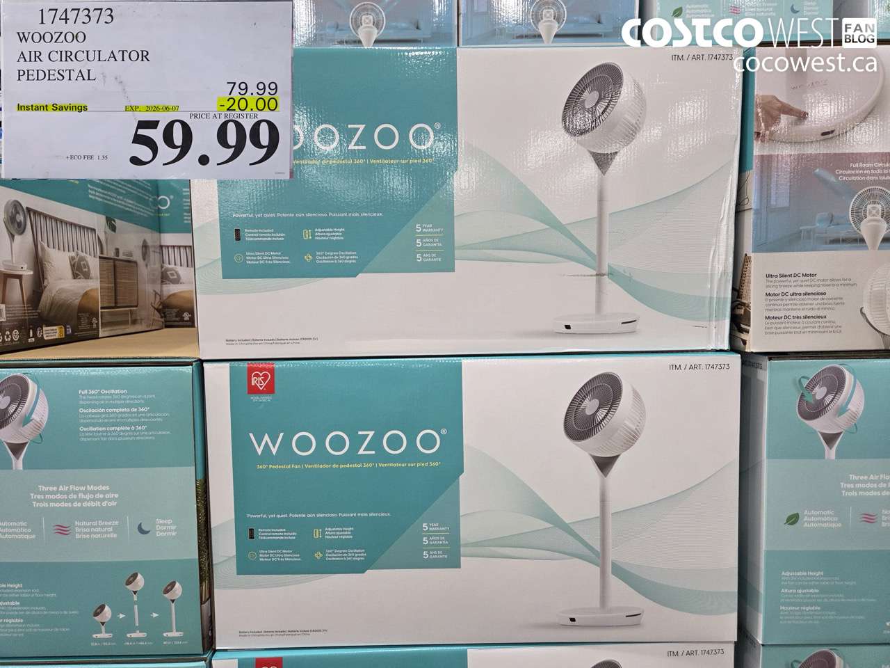 1747373 WOOZOO AIR CIRCULATOR PEDESTAL ($20.00 INSTANT SAVINGS EXPIRES ON 2026-06-07) $59.99