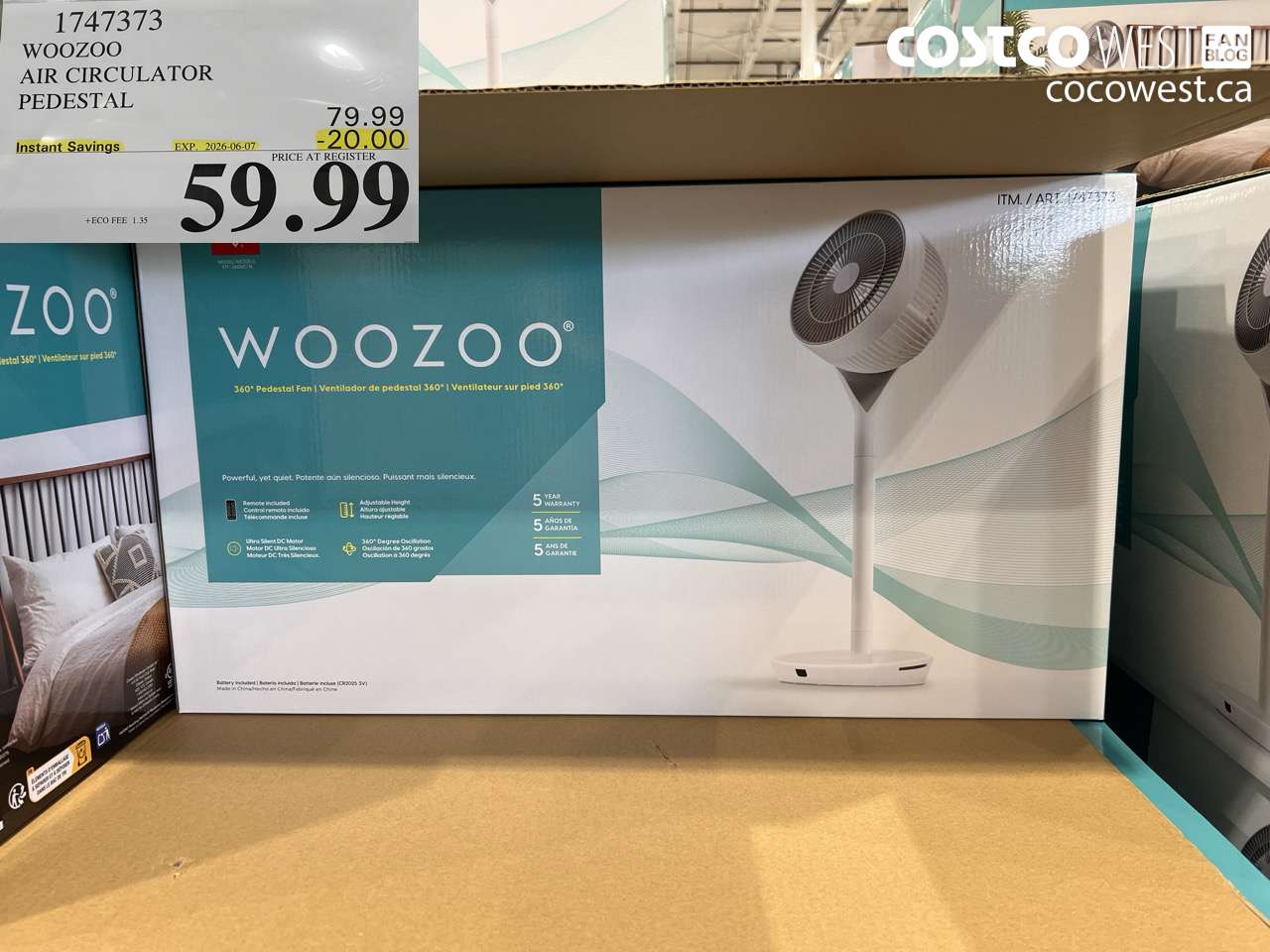 1747373 WOOZOO AIR CIRCULATOR PEDESTAL ($20.00 INSTANT SAVINGS EXPIRES ON 2026-06-07) $59.99