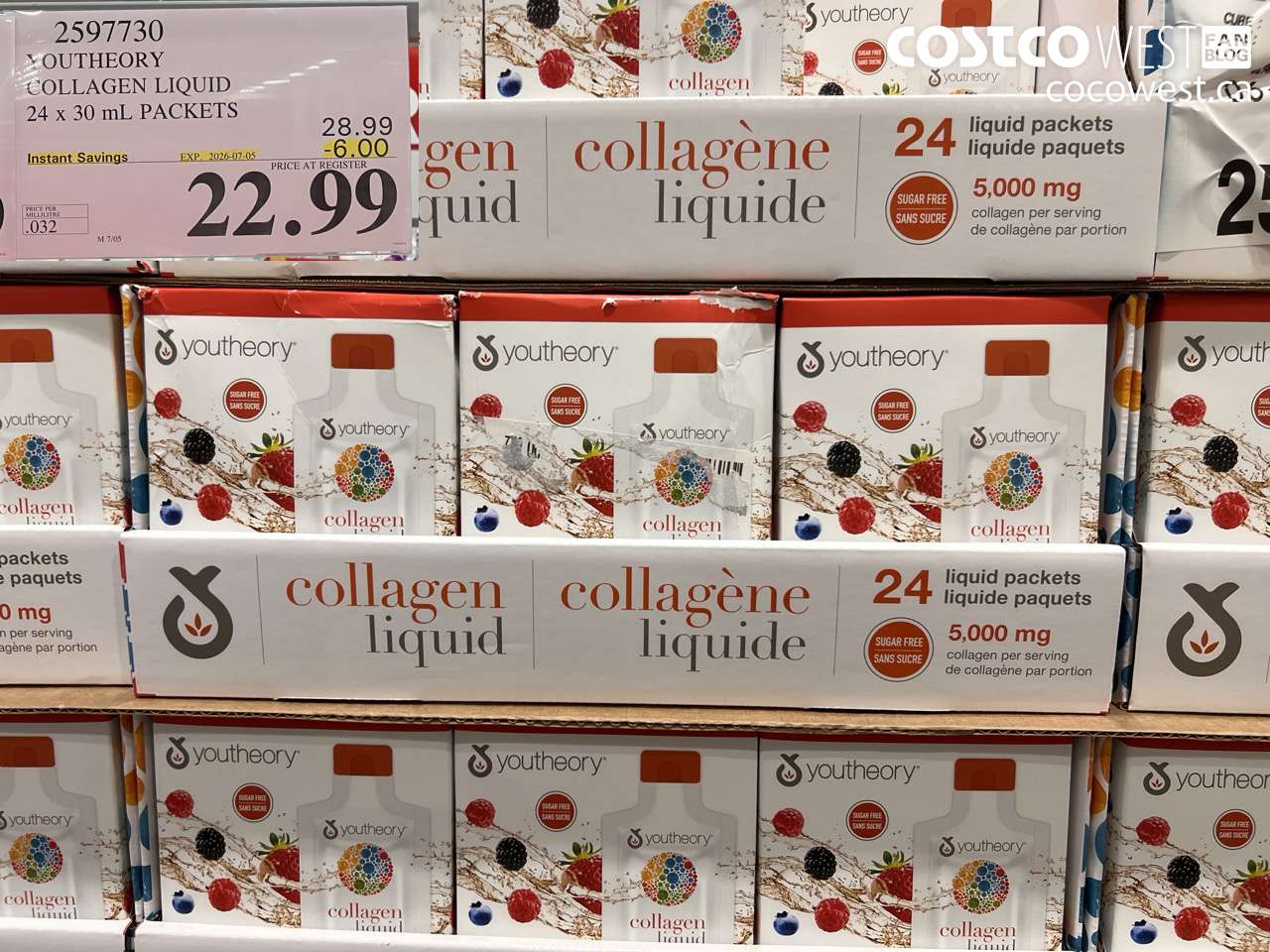 2597730 YOUTHEORY COLLAGEN LIQUID 24 X 30 ML PACKETS ($6.00 INSTANT SAVINGS EXPIRES ON 2026-07-05) $22.99