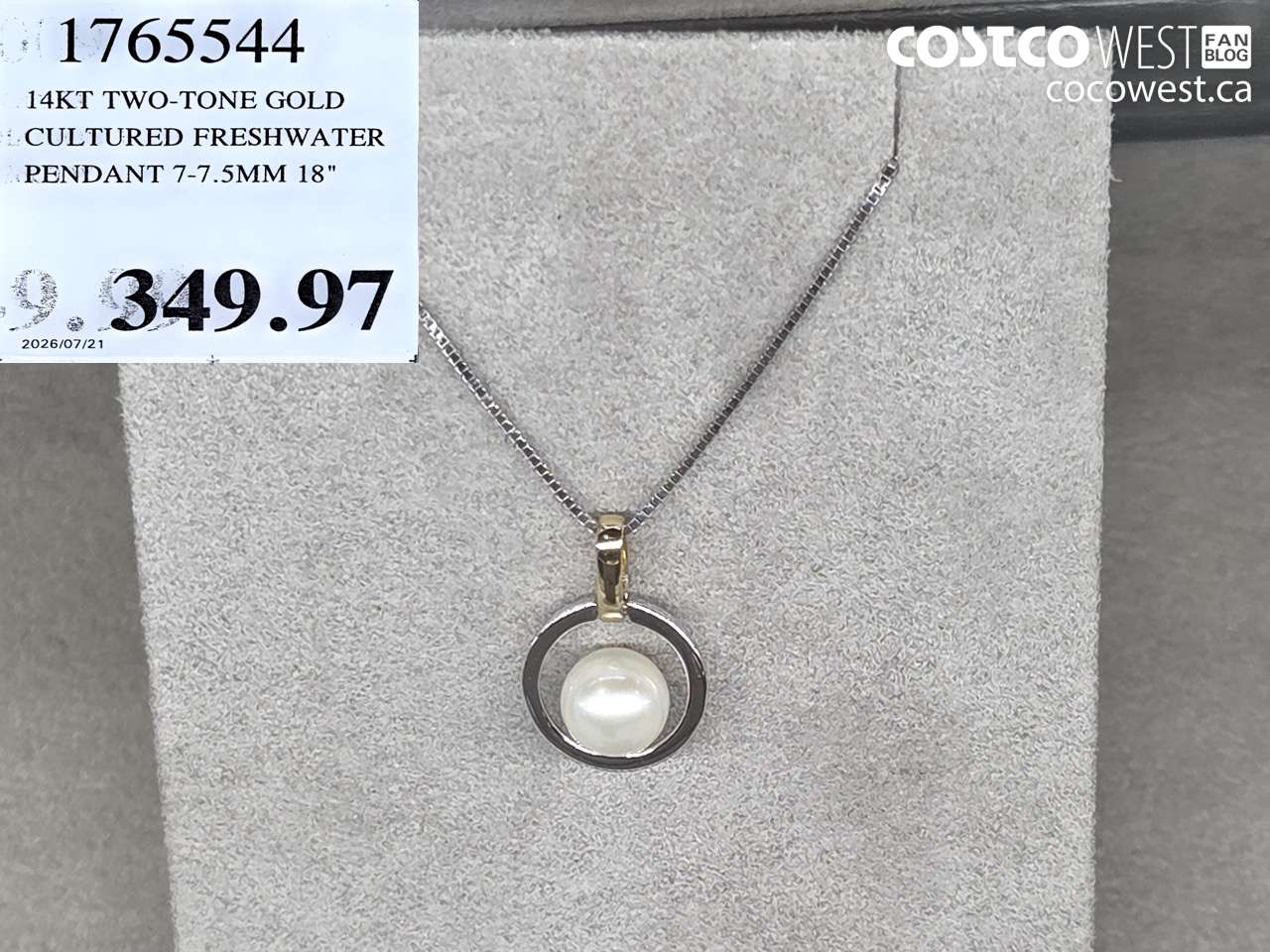 1765544 14KT TWO-TONE GOLD CULTURED FRESHWATER PENDANT 7-7.5MM 18