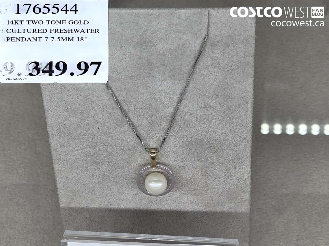 1765544 14KT TWO-TONE GOLD CULTURED FRESHWATER PENDANT 7-7.5MM 18