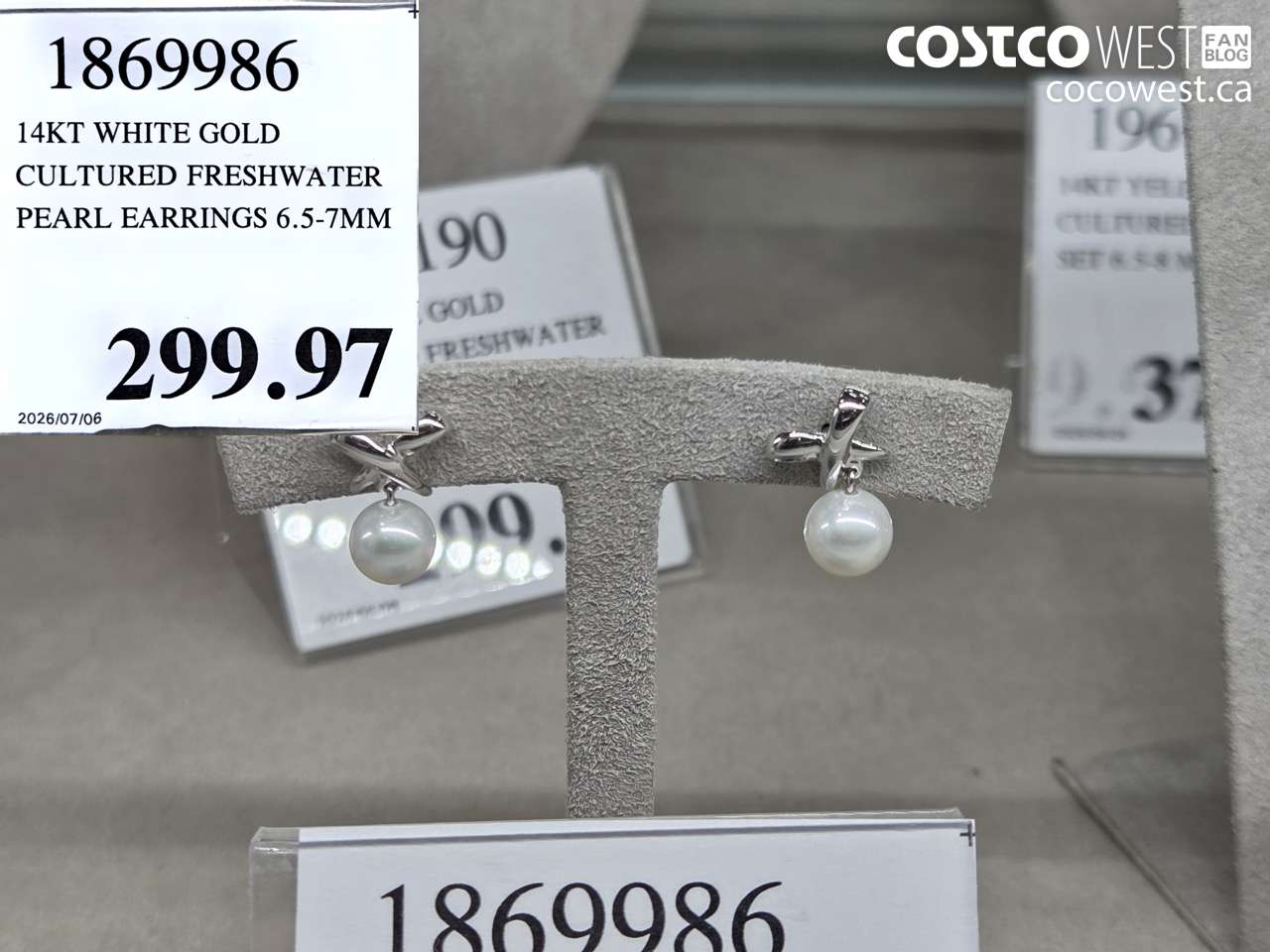 1869986 14KT WHITE GOLD CULTURED FRESHWATER PEARL EARRINGS 6.5-7MM $299.97