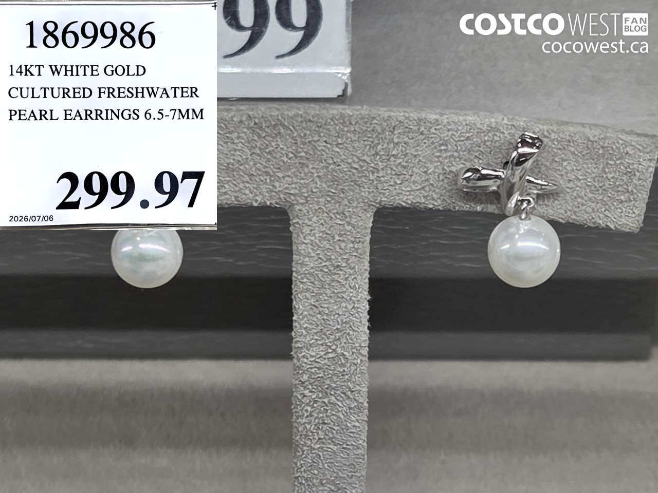 1869986 14KT WHITE GOLD CULTURED FRESHWATER PEARL EARRINGS 6.5-7MM $299.97