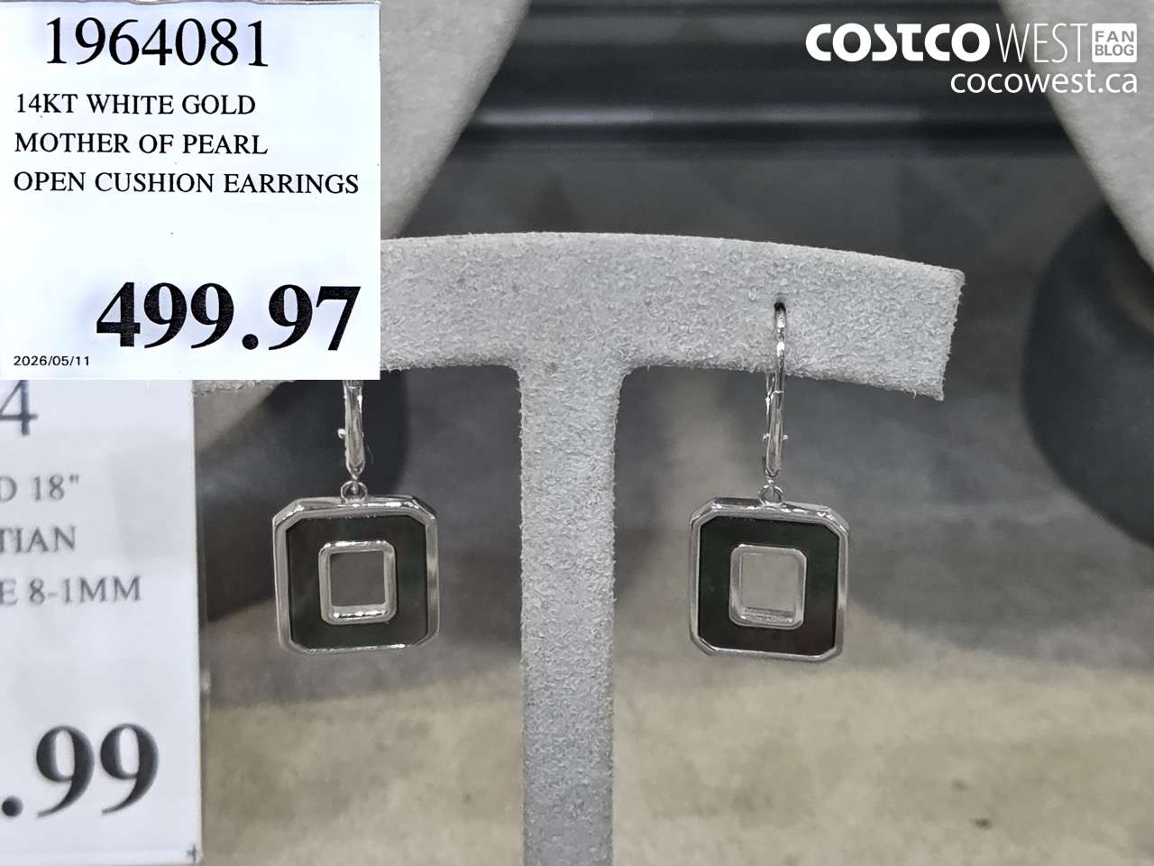 1964081 14KT WHITE GOLD MOTHER OF PEARL OPEN CUSHION EARRINGS $499.97