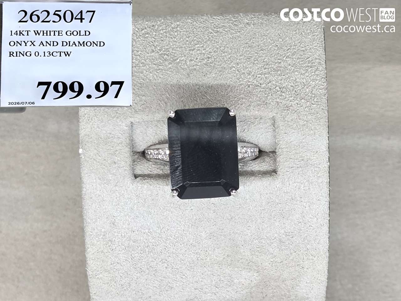 2625047 14KT WHITE GOLD ONYX AND DIAMOND RING 0.13CTW $799.97