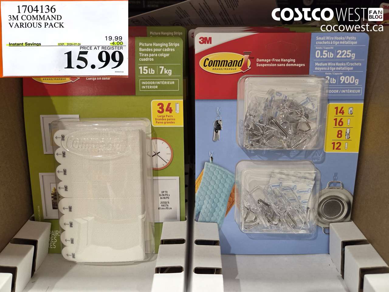 1704136 3M COMMAND VARIOUS PACK ($4.00 INSTANT SAVINGS EXPIRES ON 2026-07-26) $15.99