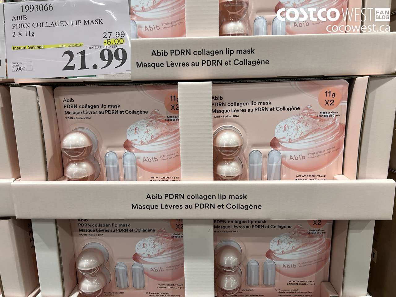 1993066 ABIB PDRN COLLAGEN LIP MASK 2 X 11G ($6.00 INSTANT SAVINGS EXPIRES ON 2026-07-12) $21.99