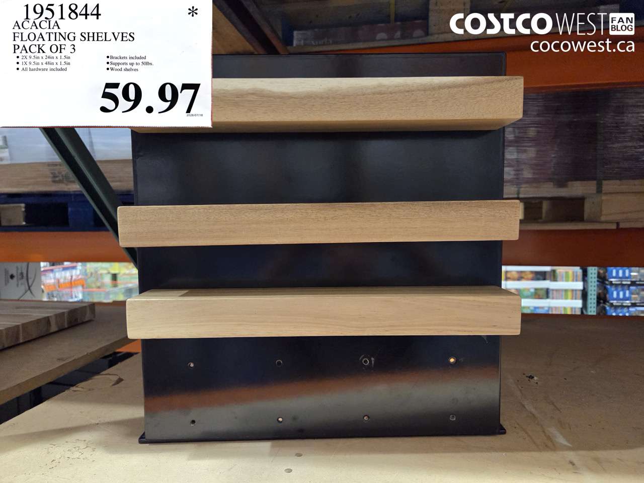 1951844 ACACIA FLOATING SHELVES PACK OF 3 $59.97