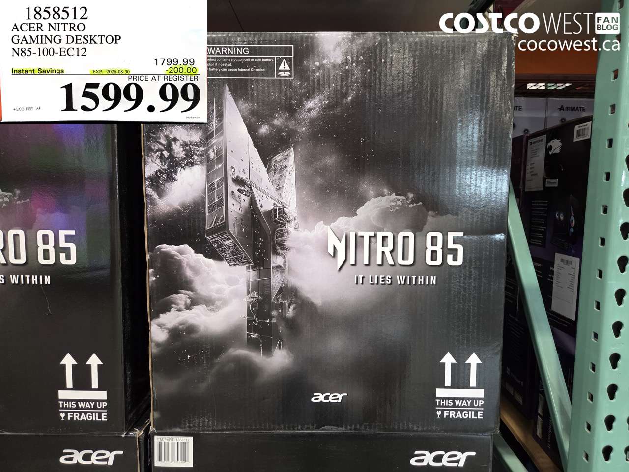 1858512 ACER NITRO GAMING DESKTOP N85-100-EC12 ($200.00 INSTANT SAVINGS EXPIRES ON 2026-08-30) $1599.99