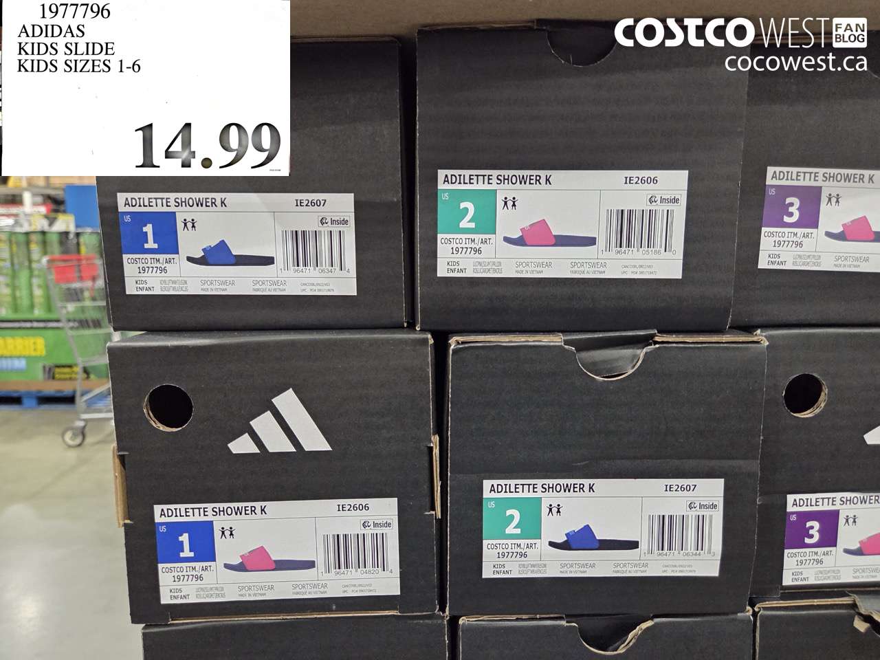 1977796 ADIDAS KIDS SLIDE KIDS SIZES 1-6 $14.99