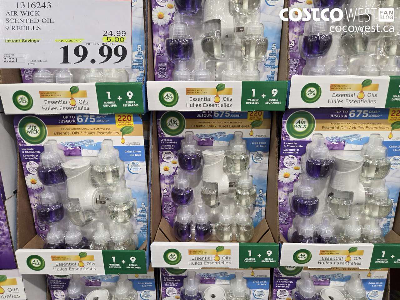 1316243 AIR WICK SCENTED OIL 9 REFILLS ($5.00 INSTANT SAVINGS EXPIRES ON 2026-07-19) $19.99