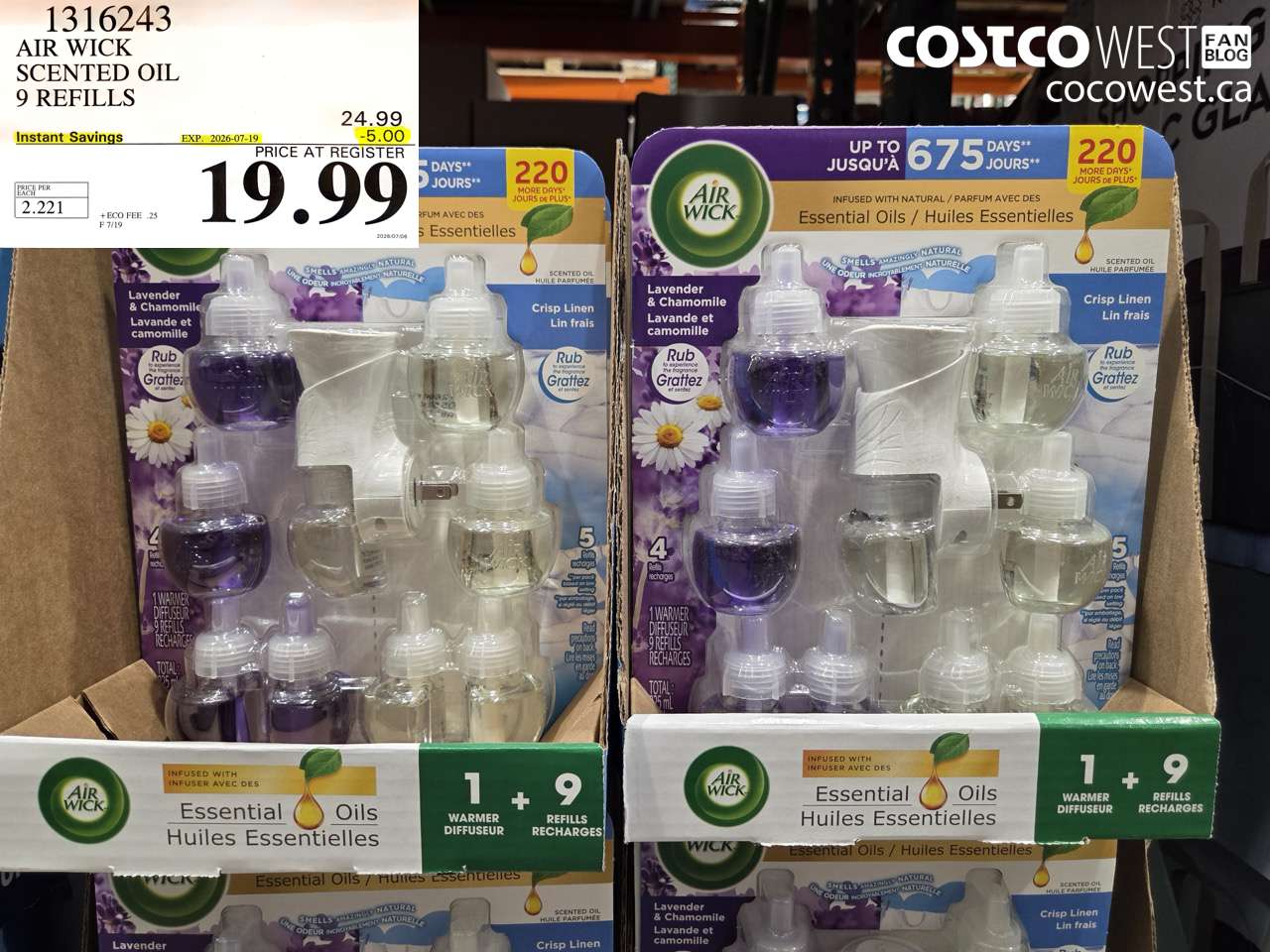 1316243 AIR WICK SCENTED OIL 9 REFILLS ($5.00 INSTANT SAVINGS EXPIRES ON 2026-07-19) $19.99