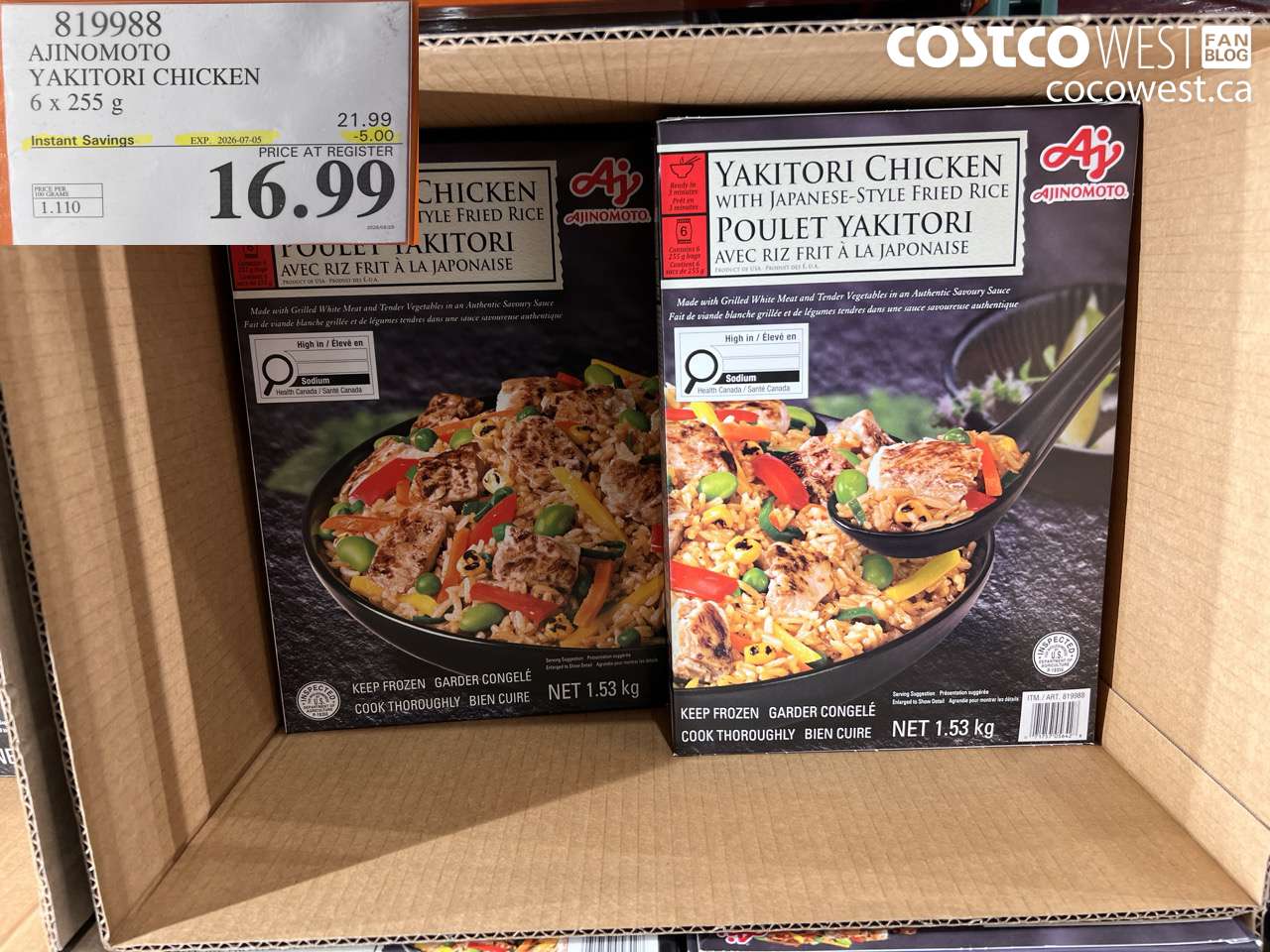 819988 AJINOMOTO YAKITORI CHICKEN 6 X 255 G ($5.00 INSTANT SAVINGS EXPIRES ON 2026-07-05) $16.99