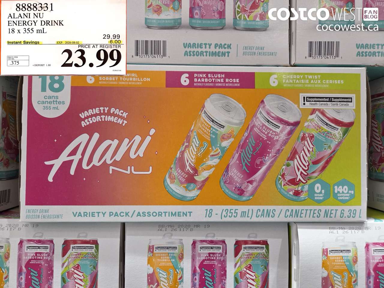 8888331 ALANI NU ENERGY DRINK 18 X 355 ML ($6.00 INSTANT SAVINGS EXPIRES ON 2026-08-02) $23.99