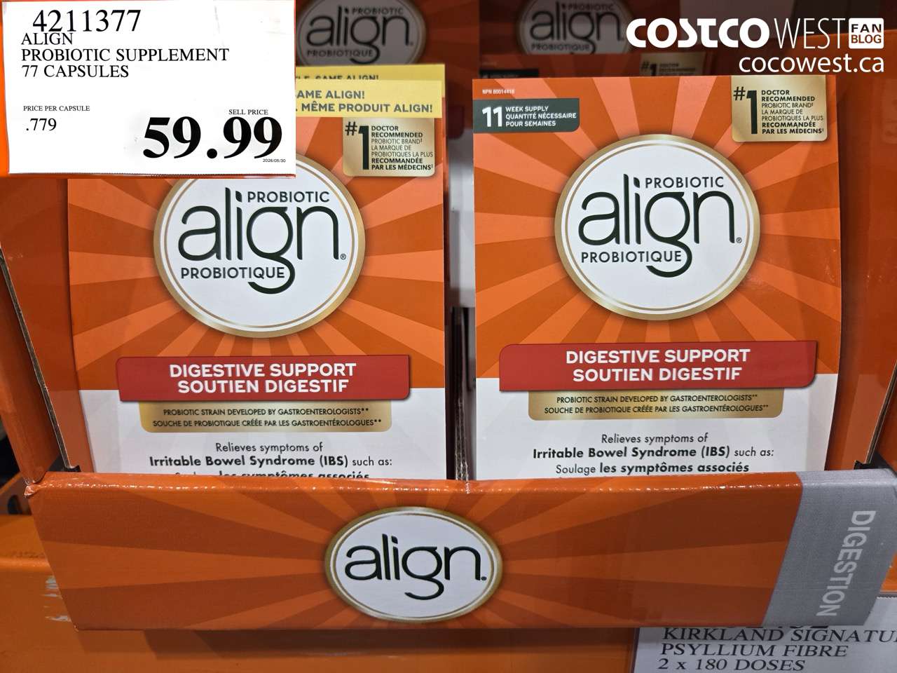 4211377 ALIGN PROBIOTIC SUPPLEMENT 77 CAPSULES $59.99