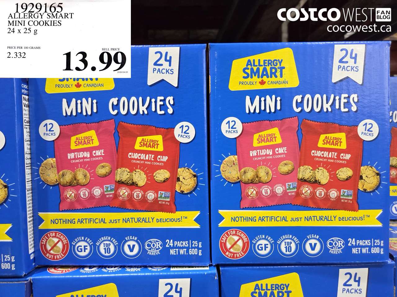 1929165 ALLERGY SMART MINI COOKIES 24 X 25 G $13.99