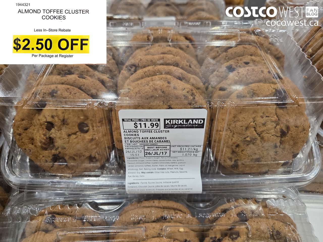 1944321 ALMOND TOFFEEE CLUSTER COOKIES ($2.50 INSTANT SAVINGS)