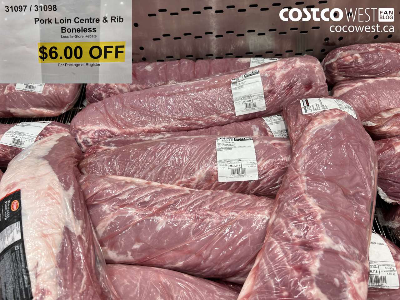 31097 (ALSO 31098) PORK LOIN CENTRE & RIB BONELESS ($6.00 INSTANT SAVINGS)