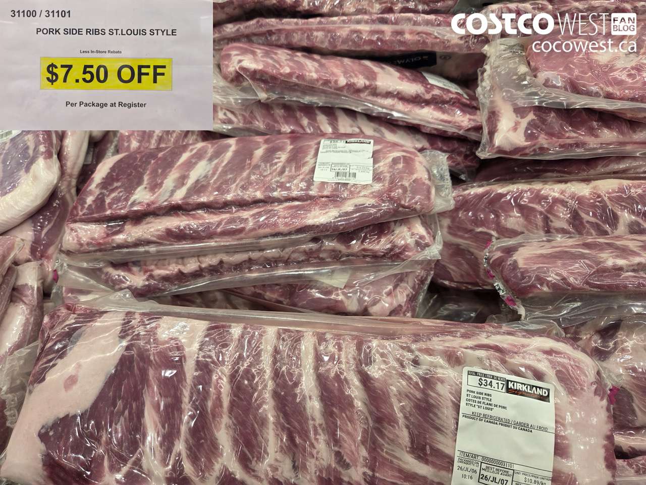 31100 (ALSO 31101) PORK SIDE RIBS ST.LOUIS STYLE ($7.50 INSTANT SAVINGS)