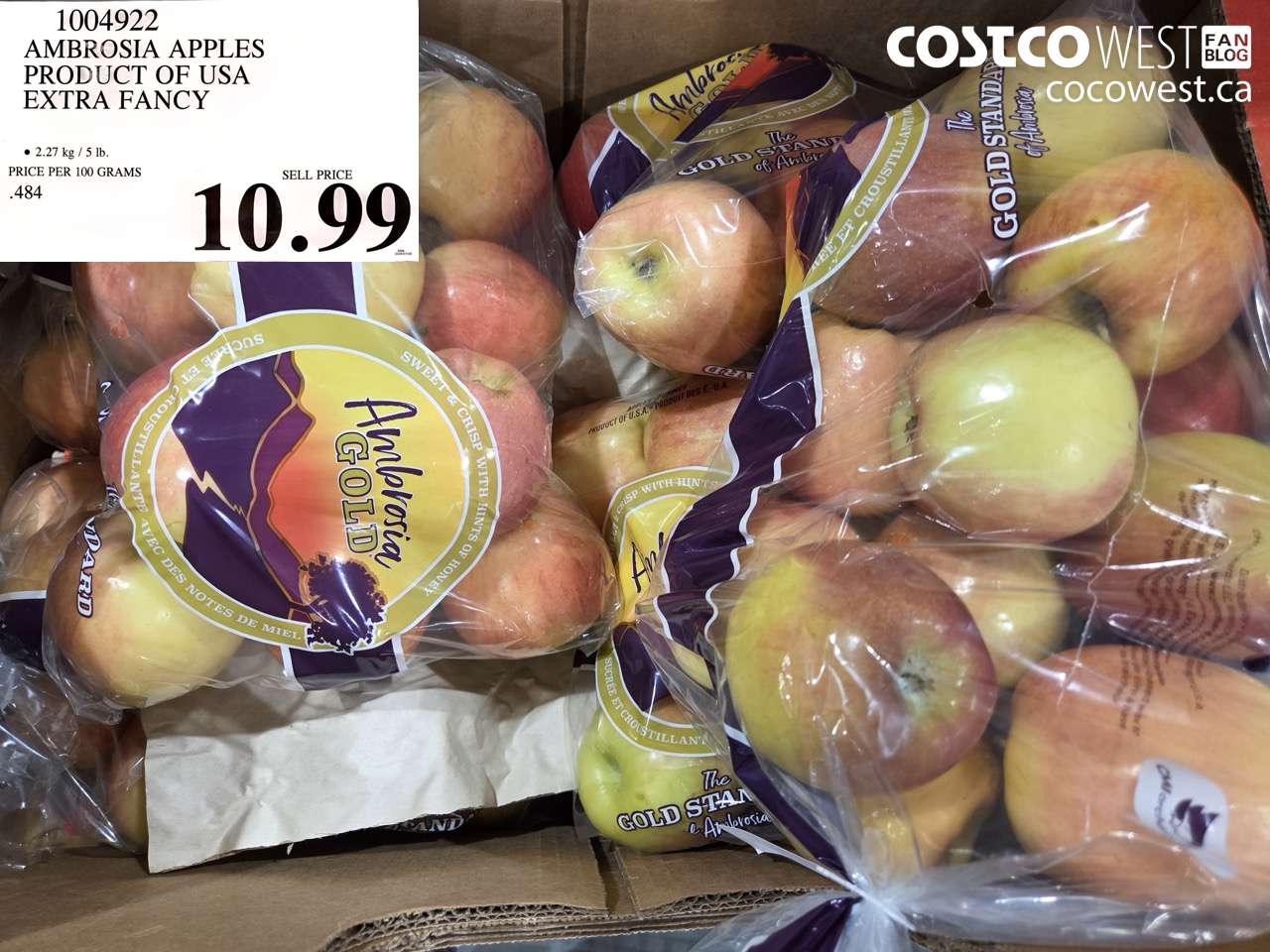 1004922 AMBROSIA APPLES PRODUCT OF USA EXTRA FANCY $10.99
