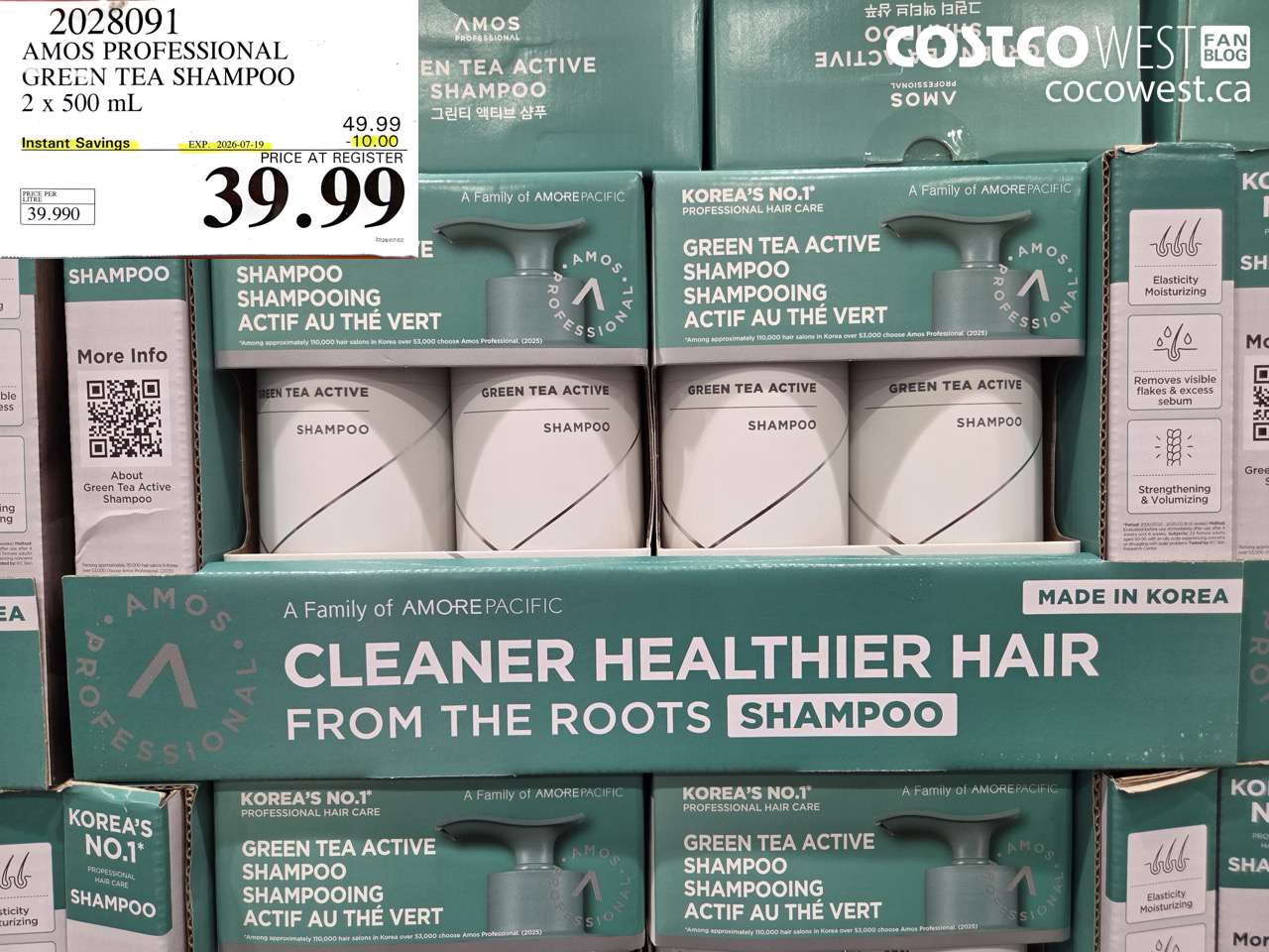 2028091 AMOS PROFESSIONAL GREEN TEA SHAMPOO 2 X 500 ML ($10.00 INSTANT SAVINGS EXPIRES ON 2026-07-19) $39.99