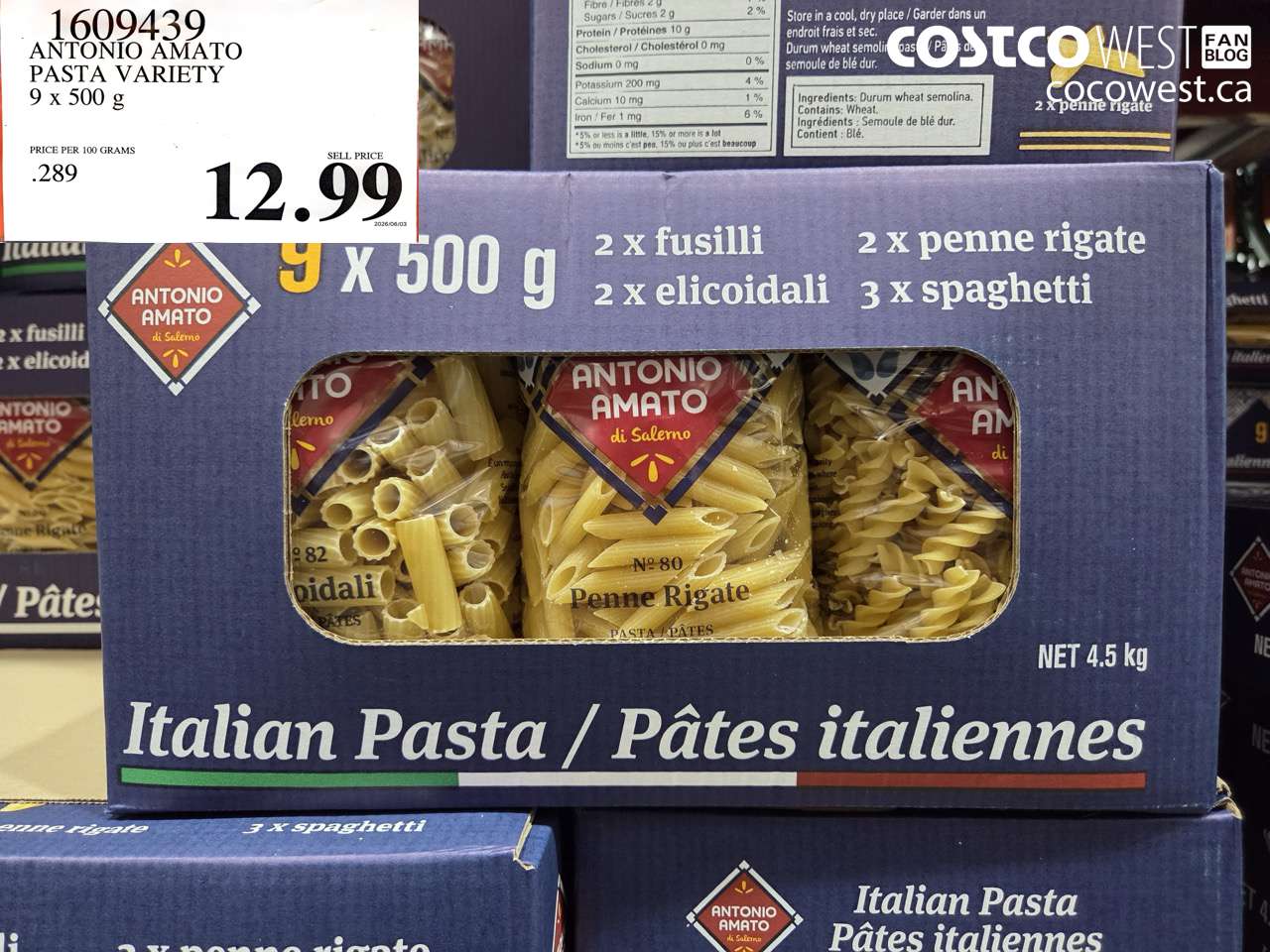 1609439 ANTONIO AMATO PASTA VARIETY 9 X 500 G $12.99